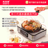 尚蒸鼎 电蒸锅蒸汽锅蒸煮焖涮蒸菜多功能蒸汽海鲜蒸汽锅桑拿鸡锅多功能电热锅内置水箱上蒸下煮 7L 【银灰色】5s快出蒸汽 方形锅