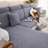 忆自然弹力沙发套罩四季通用全包沙发坐垫套沙发笠沙发座垫防尘保护罩 清雅-深灰色 贵妃位 适合宽90-110cm*长150-190cm