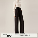 伊芙丽（eifini）蒋欣代言针织立体分割式时髦通勤休闲垂感显瘦直筒裤女秋冬新款 深栗色 L 122-132斤