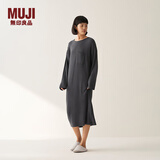 无印良品（MUJI）女式 柔软针织家居连衣裙 长袖睡裙女宽松家居服秋季 FD33CC5A 炭灰色 L -XL (170/92A)