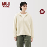 无印良品（MUJI）女式长毛抓绒拉链连帽衫女外套长袖25年秋季新品摇粒绒短外套女装 象牙色 XL （165/92A）