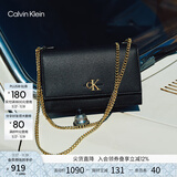 Calvin Klein小众单肩包礼物荔枝纹包包金属搭扣链条翻盖CK女包斜挎包DH2806 YIQ-黑金 OS