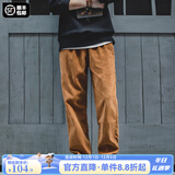 马登工装美式复古垂感灯芯绒长裤子男秋冬新款直筒修身显瘦男士休闲裤 琥珀色 【工装裤男款秋冬】 L