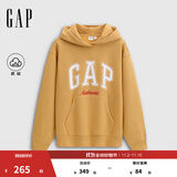 GAP女装2025秋季新款撞色Logo宽松抓绒套头连帽衫卫衣上衣792499 黄色 M (165/88A) 亚洲尺码