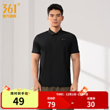 361°运动翻领t恤2025年春夏季新款休闲透气短袖情侣POLO衫开学季 【男款】超级黑 L
