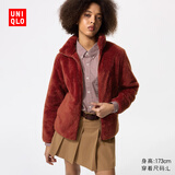 优衣库女装男装长绒摇粒绒拉链茄克/长袖外套夹克冬新款479611 17 枣红色 L