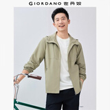 佐丹奴风衣外套男秋季纯色露营破骨口袋拉链连帽夹克01075066