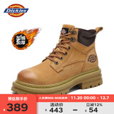 Dickies马丁靴男靴2025秋冬情侣款靴子男女大黄靴百搭加绒增高工装靴男鞋 土黄加绒 39 【偏大一码，适合运动鞋40】