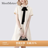 MeetMetro玛依尔法式小香风甜美连衣裙女2025夏季时尚减龄休闲裙 白色【现货闪电发】 S