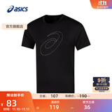 亚瑟士ASICS运动T恤男子跑步短袖透气舒适运动上衣 2011C975-001 黑色 S