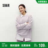 森马（Semir）毛衣女冬季oversize小狗提花圆领软糯毛衫慵懒风上衣101724107028