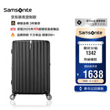 新秀丽（Samsonite）京东联名定制款行李箱25英寸竖条纹拉杆箱黑色GU9密码托运箱