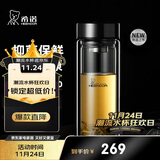 希诺（HEENOOR）抗菌玻璃杯双层隔热高档车载水杯男2025新款泡茶杯子XN-9607KT