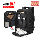 Walker Shop双肩包男大容量登机【可扩容独立鞋仓】出差旅行轻便背包 黑色大号（35cm*22cm*53cm）