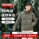 京东京造羽绒服男鸭绒加厚防寒工装面包服短款冬季外套衣服 橄榄绿 S