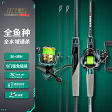 科迈雷碳素路亚竿套装纺车轮2.1米M/MH双杆稍路滑直柄鱼竿海钓竿