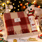 斐礼物饰生日礼物送女生朋友闺蜜实用的高级感圣诞节2025新款杯子围巾礼盒 保温杯+红色格子围巾+公仔 500ml