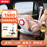 猫头鹰卢娜2 儿童安全座椅0-12岁婴儿车载360度旋转 卢娜2 pink粉