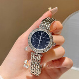 曼兰顿手表女款满天星女士手表轻奢初高中生学生手表石英国表送礼物女表 银蓝色