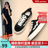ZHR帆布鞋女经典百搭学生板鞋女舒适透气厚底休闲女鞋 CS11 黑色 39