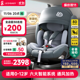ledibaby乐蒂宝贝儿童安全座椅0-4-12岁汽车用婴儿宝宝座椅车载可坐可躺 太空舱2Pro豪华版【月影灰】