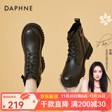 达芙妮小短靴女马丁靴英伦风厚底秋冬季2025新款秋季单靴百搭复古六孔 黑色 38 标准码