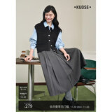 阔色（kuose）灰色西装百褶半身裙女秋季新款学院格雷系穿搭a字长裙子冬 灰色9013 L