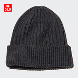 优衣库男装女装HEATTECH针织帽子毛线帽防寒保暖478303 08 深灰色 均码(45 cm)