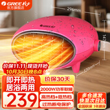 格力（GREE） 暖风机家用浴室防水壁挂取暖器电暖气台式暖宝宝妇婴热风冷暖两用NBFB-20-WG 魅力红