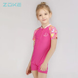 洲克（ZOKE）儿童连体泳衣小孩中大童防晒速干泳装温泉女116504403玫红 8
