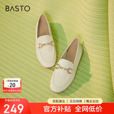 百思图春季商场同款时尚潮流通勤乐福鞋女单鞋WEF61AA3 米白 38