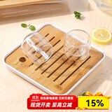 川岛屋日式竹茶盘家用托盘沥水小型简约客厅功夫茶具茶台茶托茶海 小号正方茶盘20*20*2.5cm