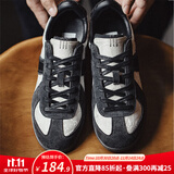 马登运动休闲鞋男女夏秋季新款透气小白板鞋GAT赛车平底阿甘德训鞋子 墨黑色 /国风款薄底丝绸刺绣国潮 42 (260mm) 男码