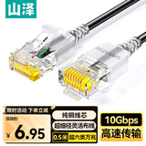 山泽 六类网线 CAT6类千兆纯铜扁平网线 电脑宽带家用监控网络连接成品跳线 白色0.5米BBP6005