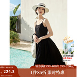 茵曼（INMAN）章若楠同款欧若风天丝薄开衫女装衬衫2025夏季新品长袖衬衣 吊带裙黑色-18322336 S