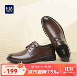 海澜之家HLA皮鞋男士商务休闲秋冬德比正装鞋子男H135/H171 棕色42