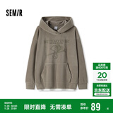 森马（Semir）史努比系列卫衣女中长款假两件图案冬oversize摇粒绒101724116019