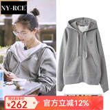 NY-RCE冬季新款卫衣女加绒加厚宽松春秋外套女开衫拉链连帽上衣女潮 灰色-加绒 2XL
