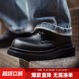 马登德比鞋厚底增高鞋子男女休闲皮鞋真皮英伦风大头高帮百搭马丁靴 酷雅黑 （正码正拍&头层牛皮/轻奢） 41 男码