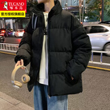 啄木鸟棉服男棉衣秋冬季潮流加厚外套男士衣服秋冬装潮流面包服男装 黑色 XL