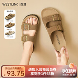 西遇平底勃肯凉拖鞋女2025新款夏季外穿一字拖鞋森系新复古回潮凉鞋 卡其色 38
