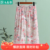 AB内衣睡裤女中老年春夏纯棉居家吸汗宽松透气女士中裤薄款家居裤 红牡丹G790 4XL