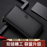 七匹狼钱包男士手拿包真牛皮卡包双拉链大容量实用生日礼物送男友老公