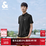杰克·琼斯（JACK&JONES）25年polo衫男夏季无忧搭撞色罗纹翻领商务刺绣logo男士短袖POLO衫 黑色E40 XL