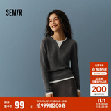 森马（Semir）森马毛衣女短款假两件含羊毛针织衫24冬新款保暖内搭109724107015