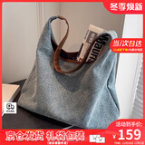 viney包包女包大容量帆布包单肩包水桶包生日礼物送女友老婆 【浅蓝色】实用高级感通勤托特包 小众品牌时尚百搭休闲手提包