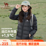 骆驼（CAMEL）轻薄羽绒服女防泼水90%绒子立领外套 J1W1PLN139B 幻影黑 S