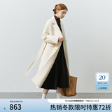 范思蓝恩22FS4099西装式双面呢子大衣女中长款秋冬韩系羊毛呢外套 奶杏色 S