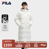 FILA 斐护科技|斐乐女装长款羽绒服冬季休闲简约连帽保暖羽绒外套 云菇白-WT 165/84A/M