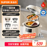 苏泊尔（SUPOR）鸳鸯电压力锅3L 多功能0涂层钢胆2-4人家用 风冷降压电饭煲电炖锅高压锅SY-30YC3001
